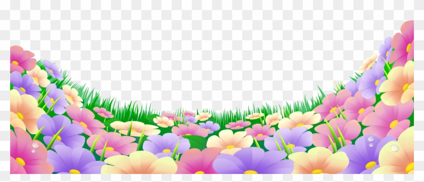 Grass With Beautiful Flowers Png Vintage Clipart - Beautiful Flowers Png #316318