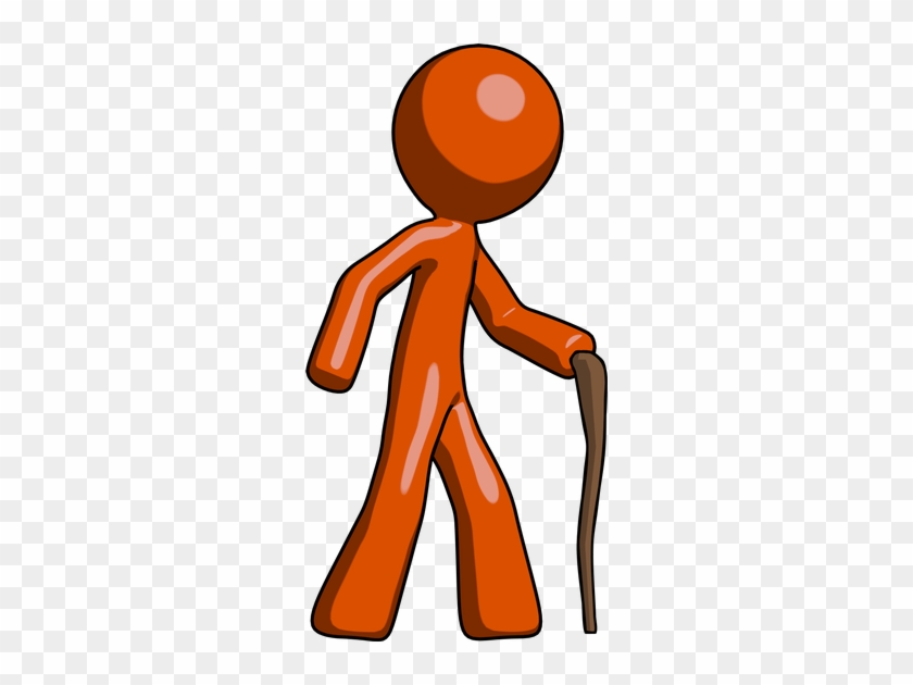 Mascot Man Walking With Hiking Stick - Mascot Man Walking With Hiking Stick #316389