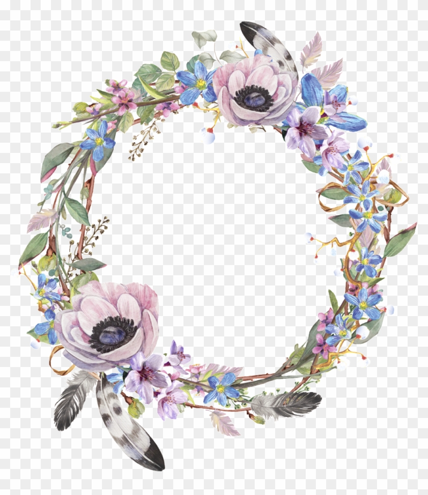 Flowery Flower Round Border Cartoon Transparent Material - Boho Feder U. Blumenwreath-hochzeits-liebe U. Dank #316594