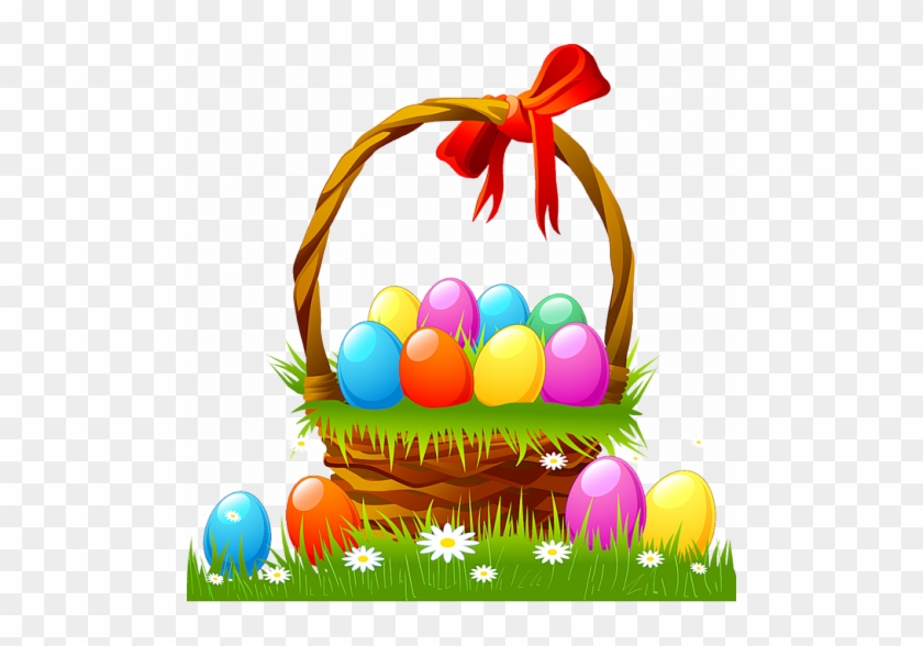 Easter Basket With Eggs And Grass - Easter Basket With Eggs #316657