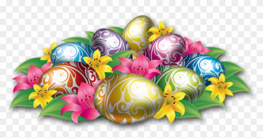 Large Easter Eggs With Flowers And Grass - Background Power Point Bergerak #316721