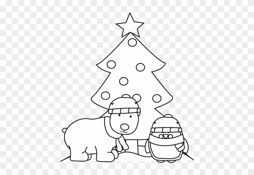 Black And White Christmas Penguin Clipart - Christmas Polar Bear Clip Art Black And White #317414