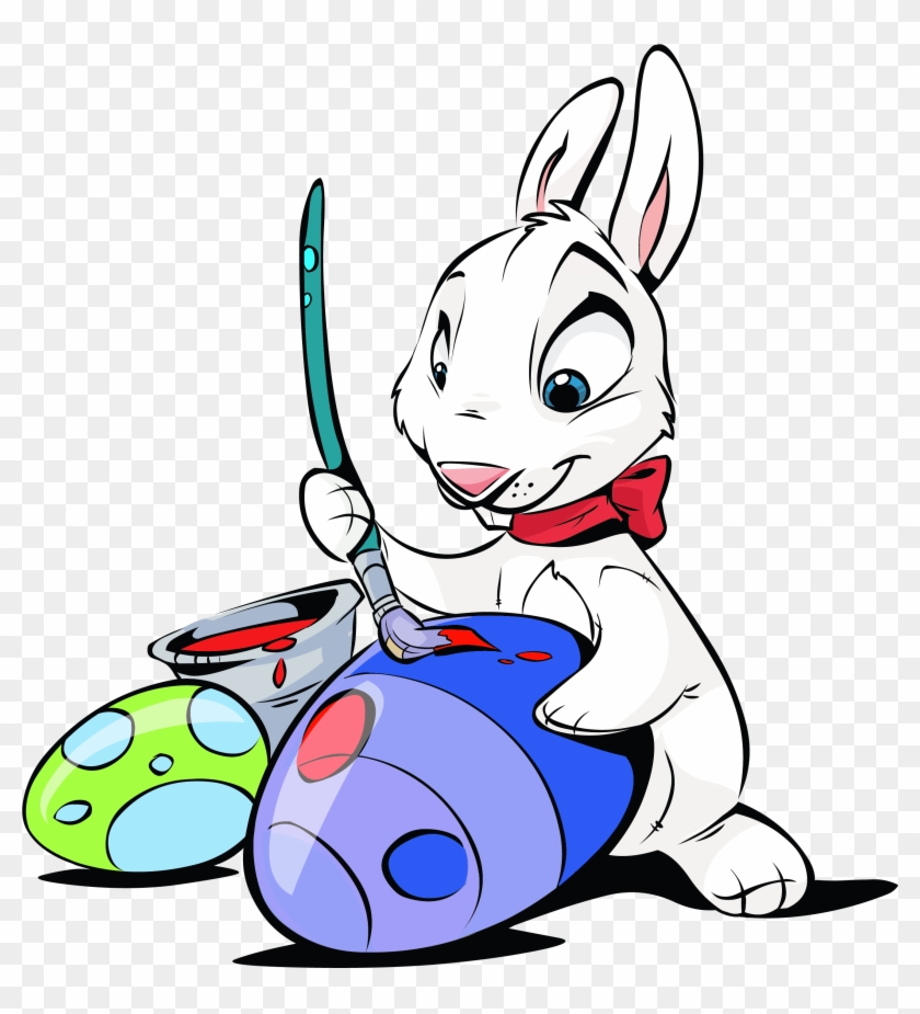Rabbit Clipart Paint - Easter Bunny Painting Eggs #317729