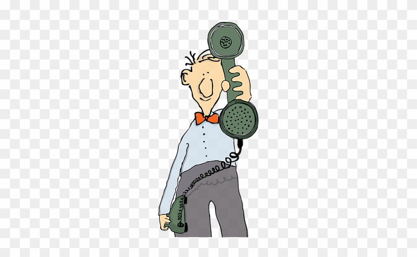Funny Cartoon Guy With Phone - Mobile Phone - Free Transparent PNG Clipart  Images Download