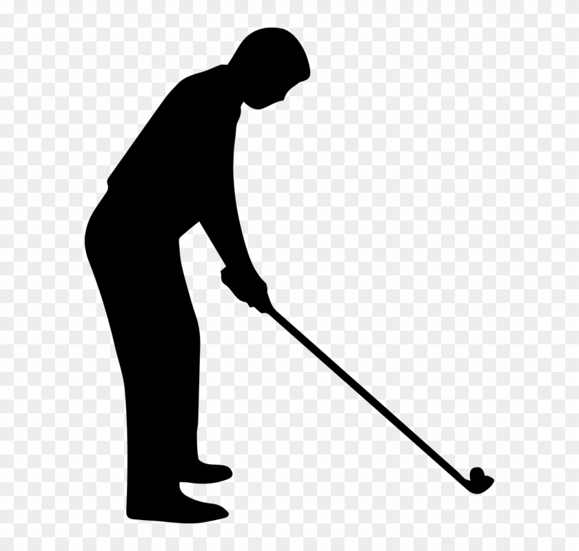 Golf Vector Art - Black And White Golfer #318189