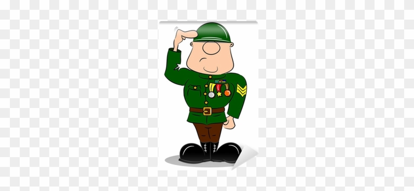 A Saluting Cartoon Soldier In Army Uniform With Medals - Cartoon Army Soldier #318206