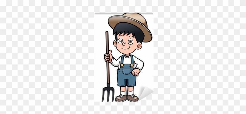 Vector Illustration Of Cartoon Little Farmer Wall Mural - Farmer Boy Cartoon #318332