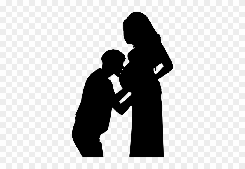 Hombre A Mujer Embarazada Besa - Pregnant Couple Silhouette #318337