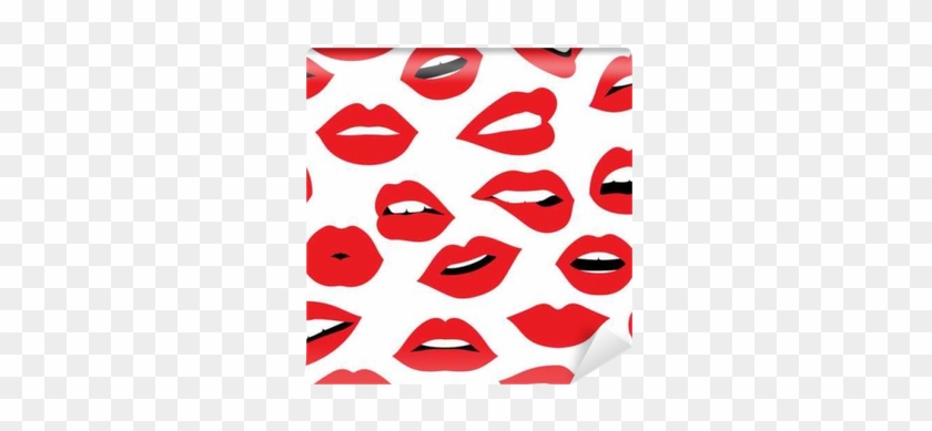 Fotomural Mujer Beso Del Lápiz Labial De Color Rojo - Lips Pattern Background #318341