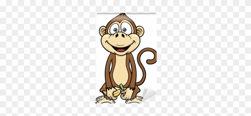 Vector Illustration Of Cartoon Monkey With Banana Wall - Monkey With Banana Cartoon #318356