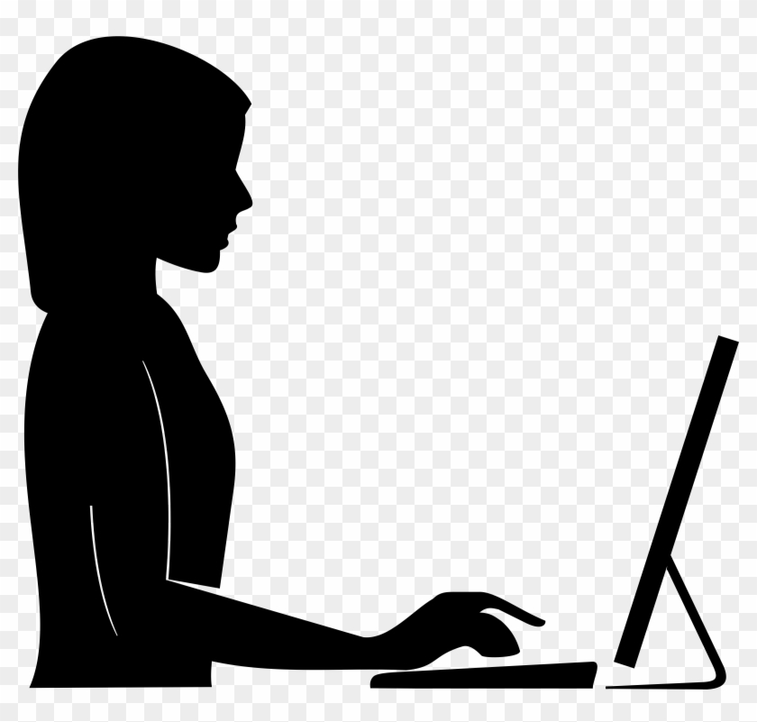 Clipart - Woman At Computer Silhouette #318832