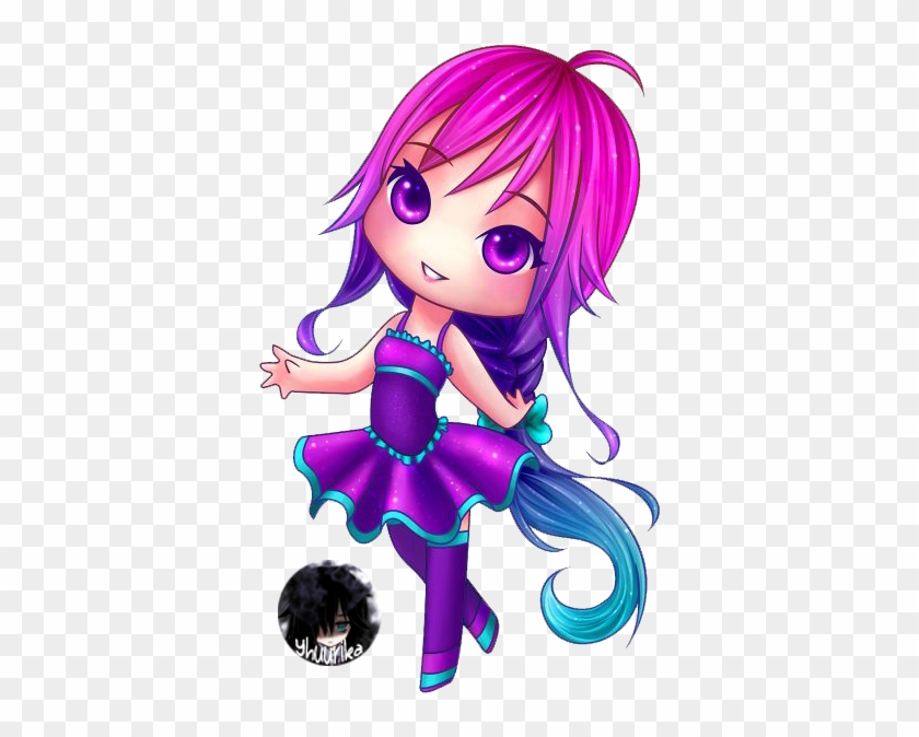 Chibi Girl With Ombre Hair = By Yhuurika - Purple Hair Chibi Girl #319277