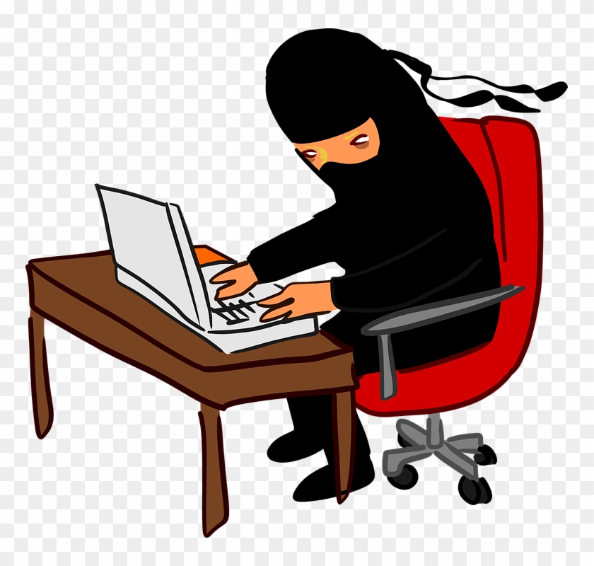 Free Ninja Working At Desk Clipart Vector - Hacker Clip Art #319355