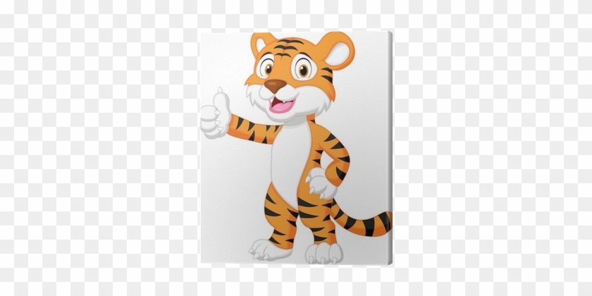 Cute Tiger Cartoon Giving Thumb Up Canvas Print • Pixers® - Save Tiger Photo In Cartoon #319423