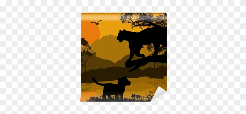 Silhouette View Of Panther On A Tree Wall Mural • Pixers® - Great Cats 16: Ndas 365 Blank Journal, Trade Paperback #319500
