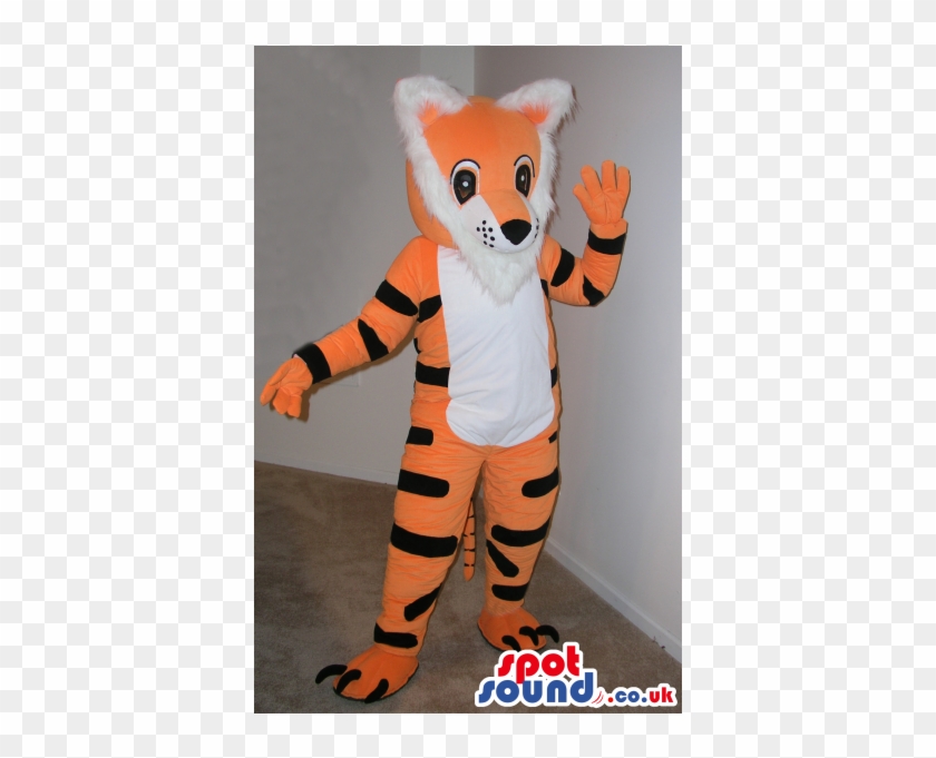 Customizable Cartoon Orange And White Tiger Plush Mascot - Grey Elephant Animal Spotsound Ltd Mascot Costume #319537