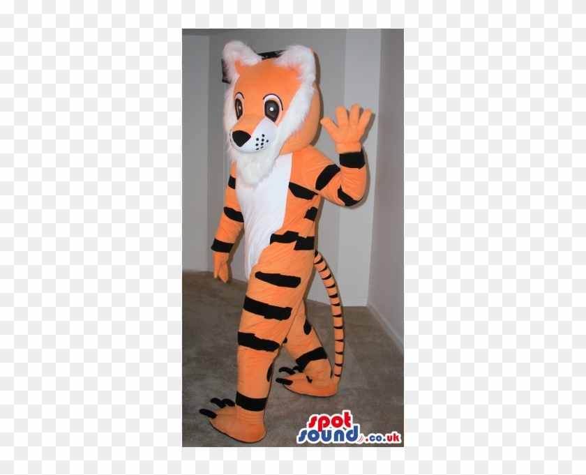 Customizable Cartoon Orange And White Tiger Plush Mascot - Cartoon White And Orange Hen Plush Spotsound Ltd Mascot #319541