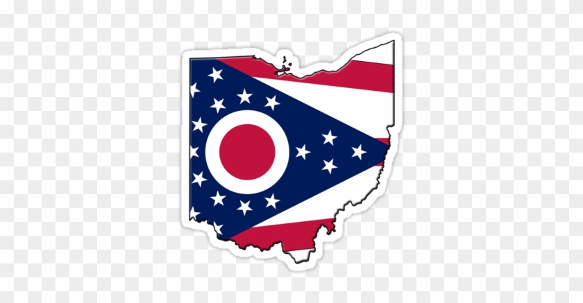 "ohio State Flag & Outline" Stickers By Davedinho Redbubble - Ohio State Flag Outline #319642