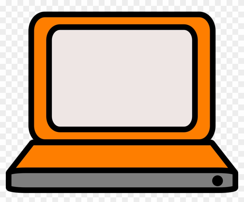 Laptop Clipart Gambar - Orange Cartoon Computer #319778