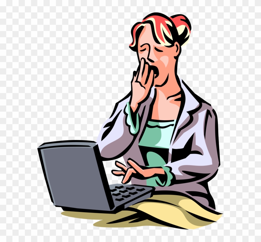 Vector Illustration Of Exhausted, Tired, Overworked - Woman Working Clipart #319854