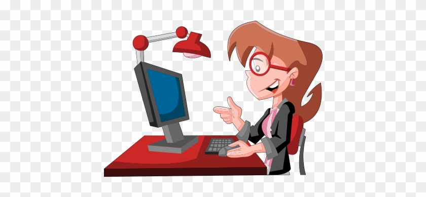 Clipart Masa Başında Bilgisayar Kullanan Yan Profilden - Bilgisayar Kullanan Kız Png #319866