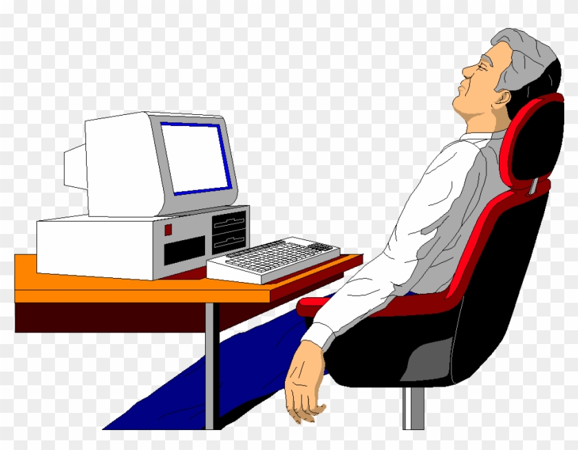 Man Asleep At Computer - Cartoon Images Asleep At Desk - Free Transparent  PNG Clipart Images Download