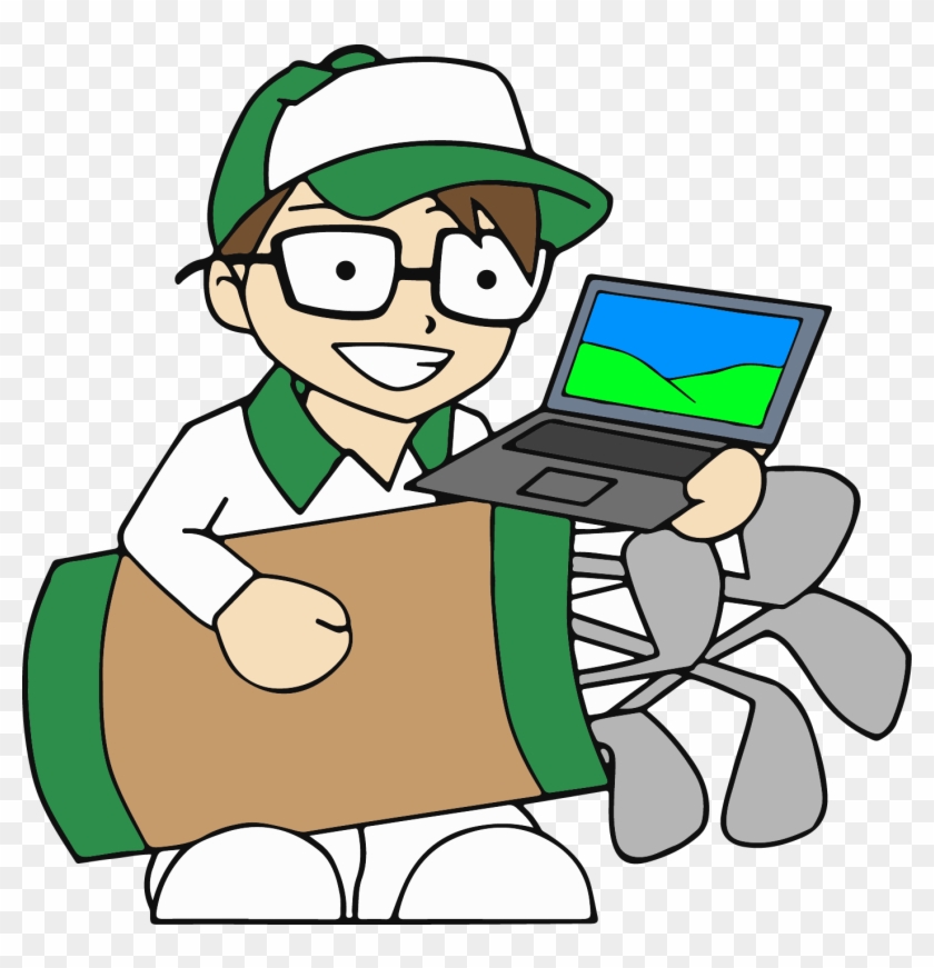 Kaddy's Computer Repair - Cartoon Laptop Repair Green Color Png #319970