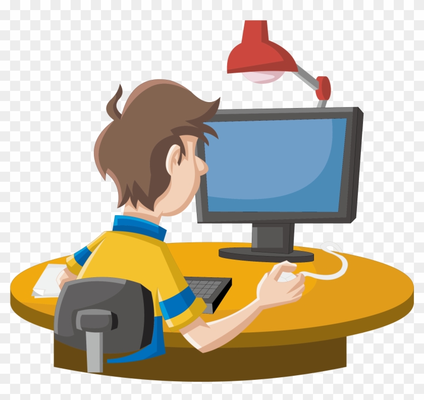Cartoon Computer Royalty-free Clip Art - Work With Computer Png #320271