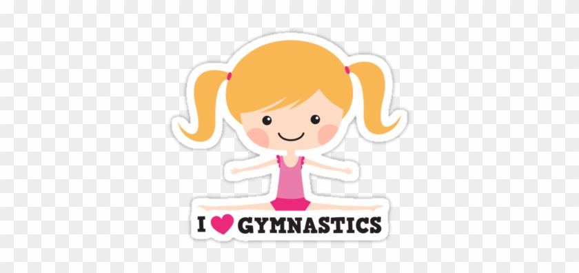 'i Love Gymnastics Cute Blond Cartoon Girl Doing The - Cartoon Girl Doing Gymnastics #320616