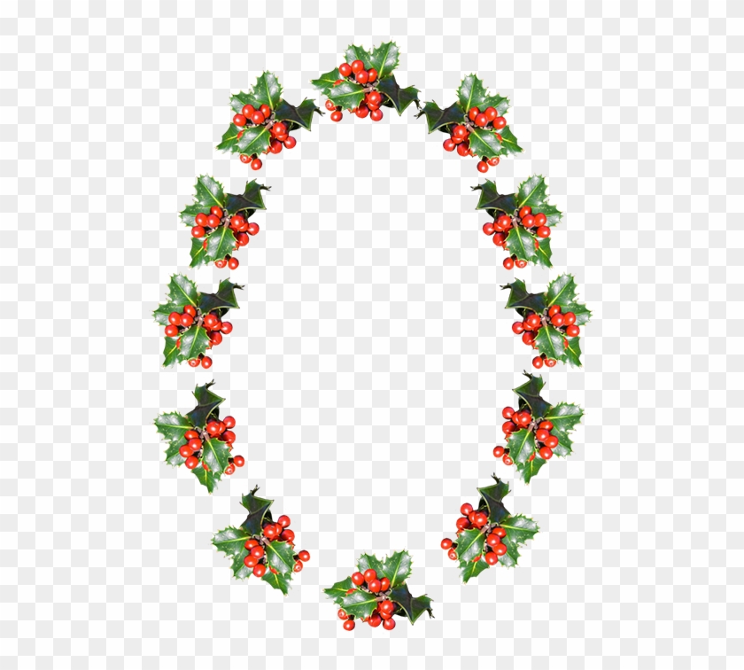 Free Clipart Christmas Holly Borders - Oval Christmas Wreath Png #320883