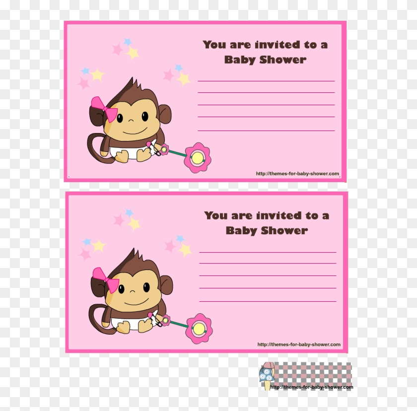 Pink Monkey Invitations For Girl Baby Shower - Baby Shower Invitations Monkey Theme Girl #320930