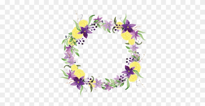 Purple Flower Wreath, Purple Flowers, Flower Wreath, - Purple And Yellow Flower Border #320948