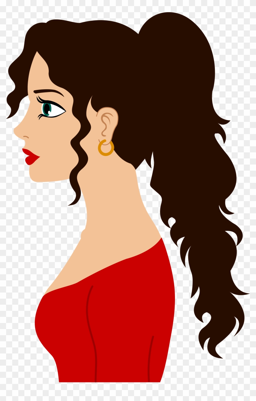 Pleasant Female Face Clip Art Medium Size - Cartoon Girl With Brown Hair #321244