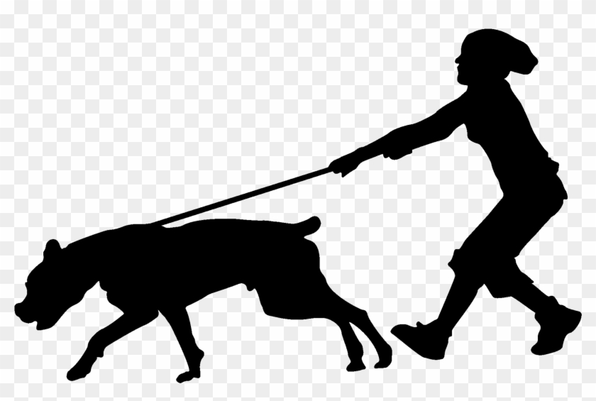 Silhouette Clip Art Of A Human Walking An Energetic - Dog Walking #321741