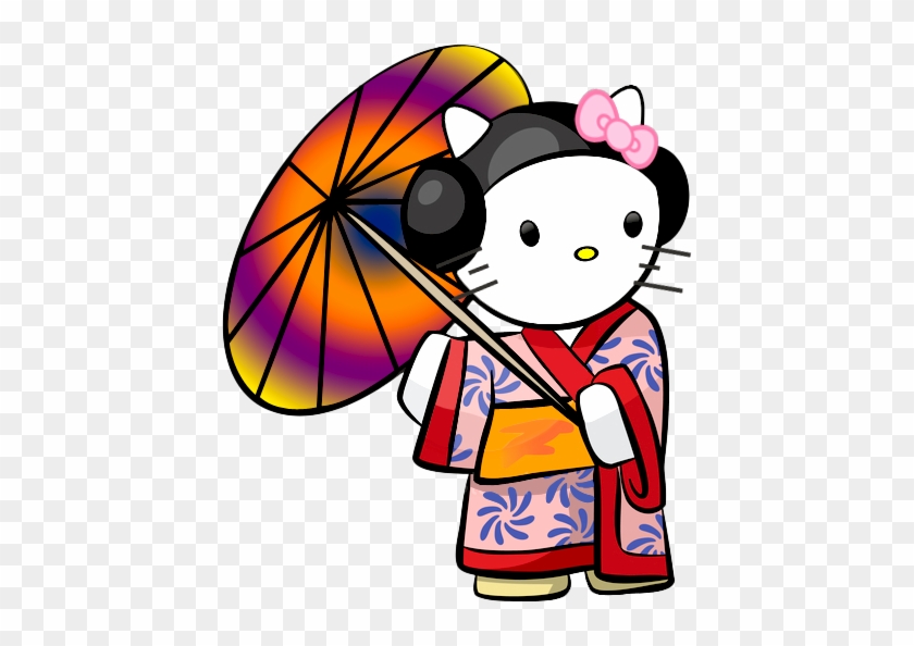 Geisha Hello Kitty By Fearoftheblackwolf - Cute Geisha Cartoon #321857