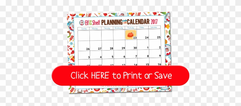 Free Printable 2017 Elf On The Shelf Planning Calendar - Elf On Shelf Calendar 2017 #322002
