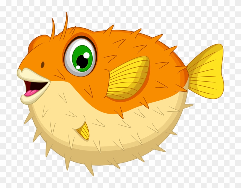 Cute Blowfish Or Diodon Holocanthus Cartoon Stock Illustration - Blowfish Clipart #322689
