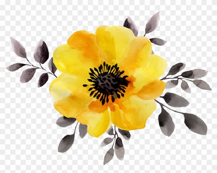 Flower Yellow Watercolor Painting Stock Illustration - Yellow Watercolor Flower Png #322700