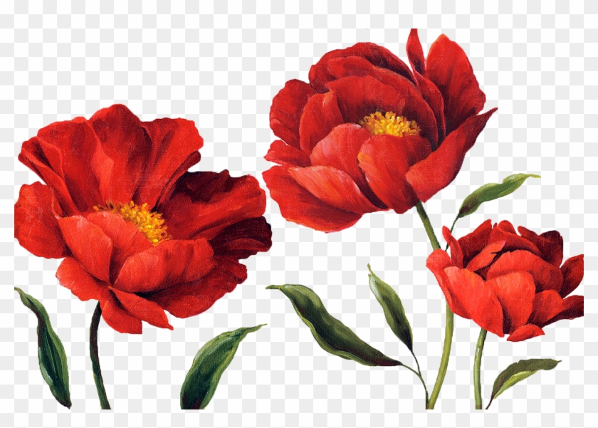 Yüksek Çözünürlüklü Dekupaj Resimleri,sanatsal Dekupaj - Transparent Red Flowers Watercolor #322786