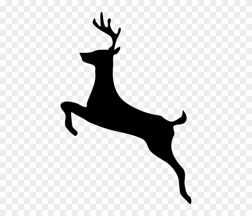 Deer, Stag, Antler, Black, Jumping - Deer Clip Art #322834