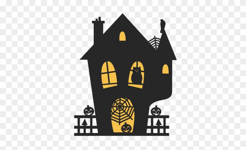 Nice Haunted House Silhouette Clip Art Spooky House - Spooky Cute Halloween House #322835