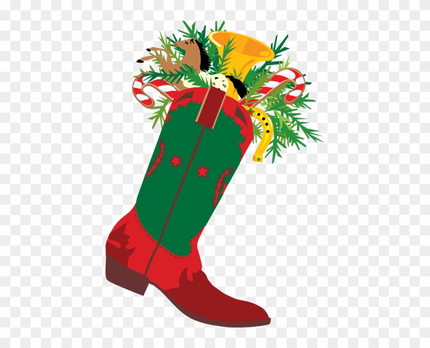 A Cowboy Christmas Boot - Western Christmas Clipart #322921