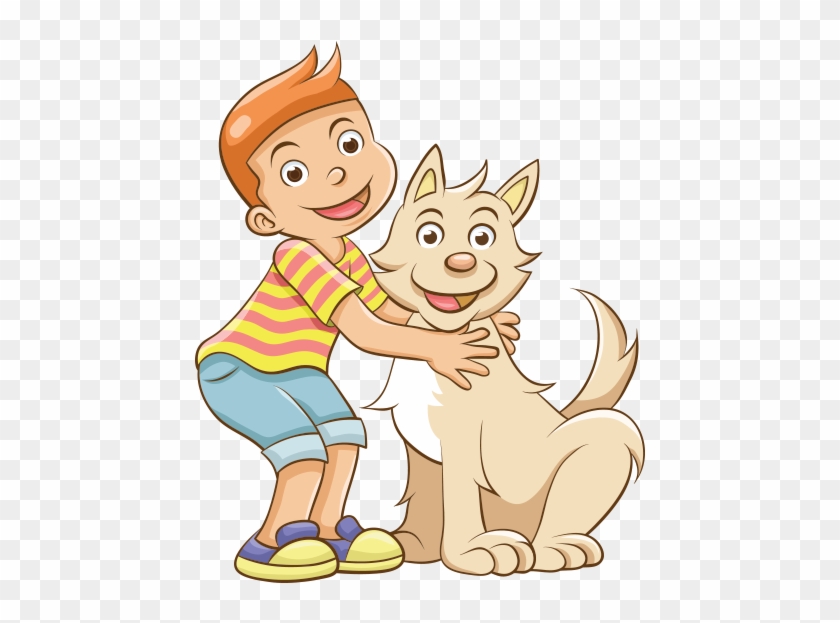 Clipart Köpek Seven Erkek Çocuk - Playing With Pets Cartoon #323004