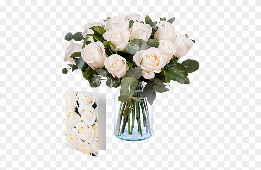 12 White Roses And Card - White #323282