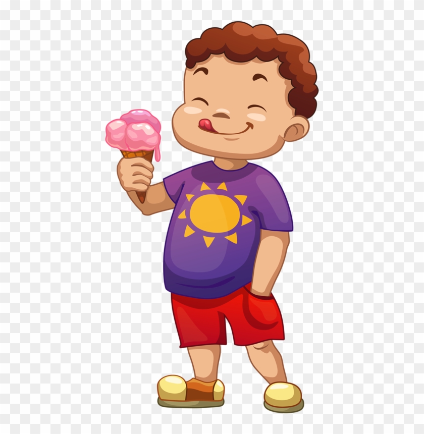 Quenalbertini Ice Cream Tastes Better In Vacation Days - Kid With Ice Cream Cartoon #323468