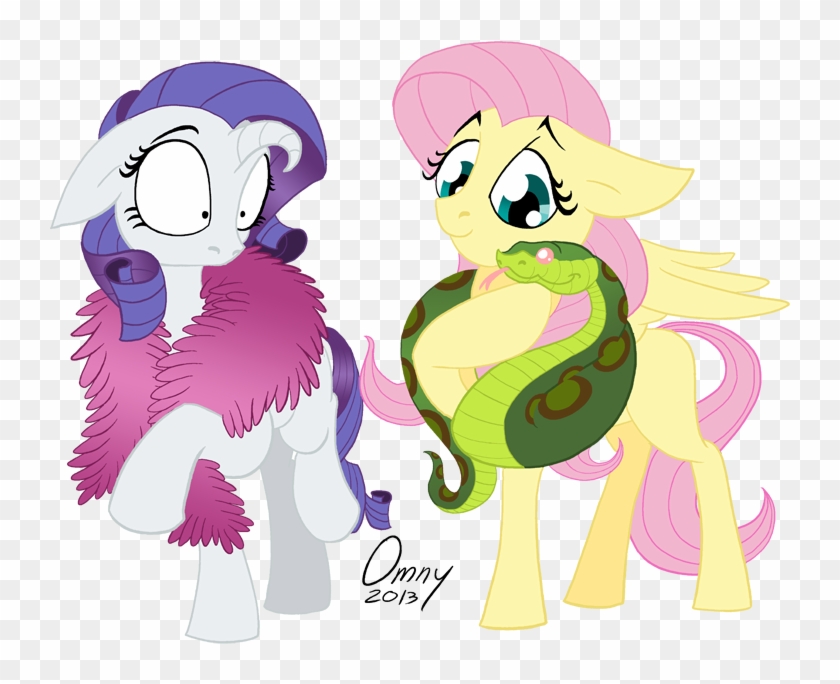 Omny87, Boa, Feather Boa, Fluttershy, Pun, Rarity, - Fashion #323771