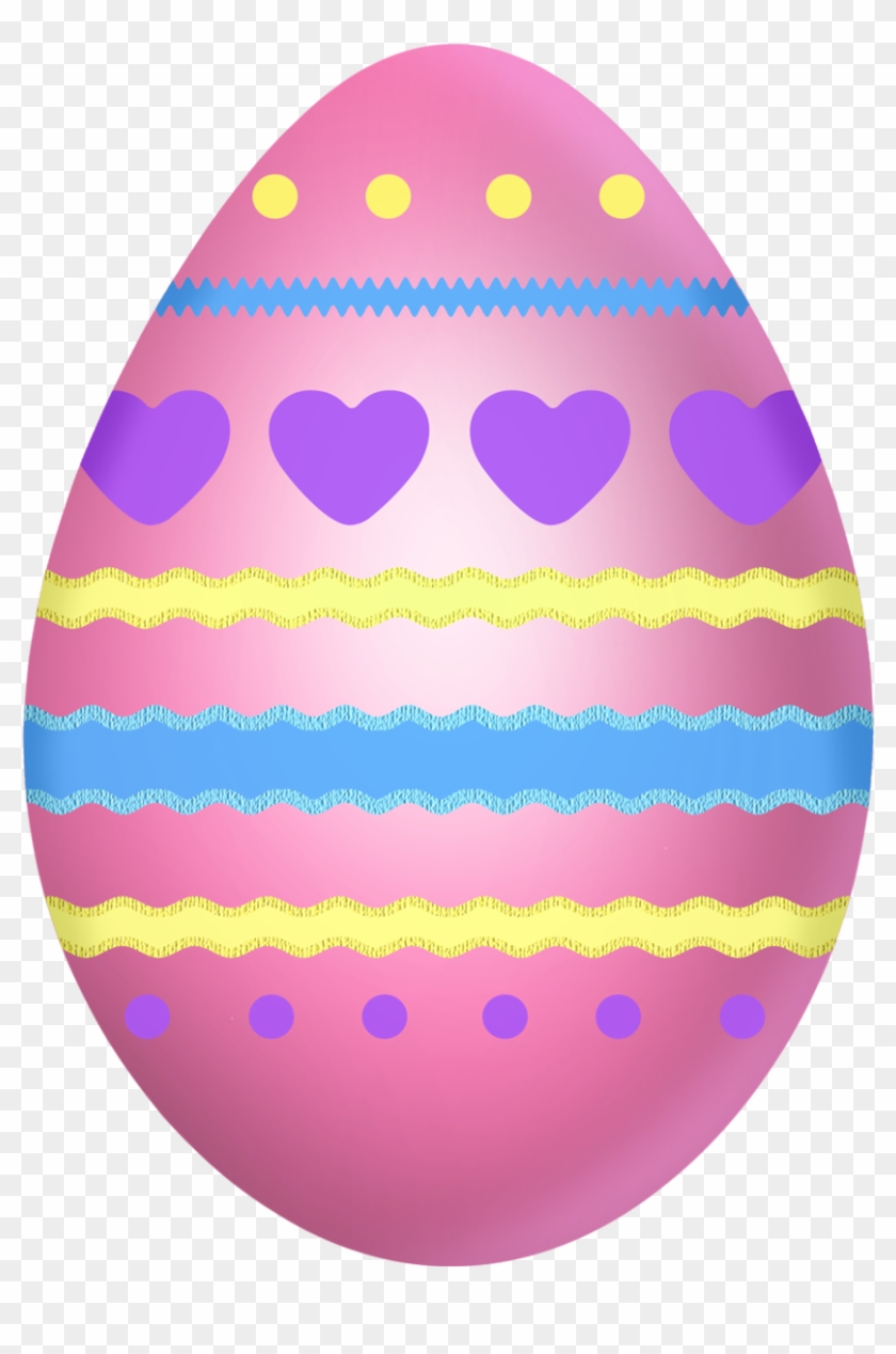 Easter Pink Egg With Hearts Png Clipart Picture - Transparent Easter Eggs Png #324021