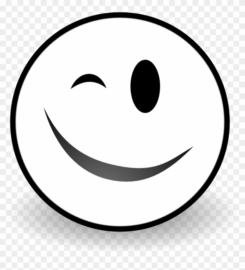 Wink Black And White Clipart - Smiley #324180