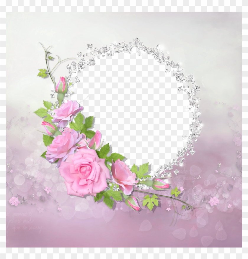 Pink Roses With Diamonds Transparent Frame - Roses And Diamonds Png #324241