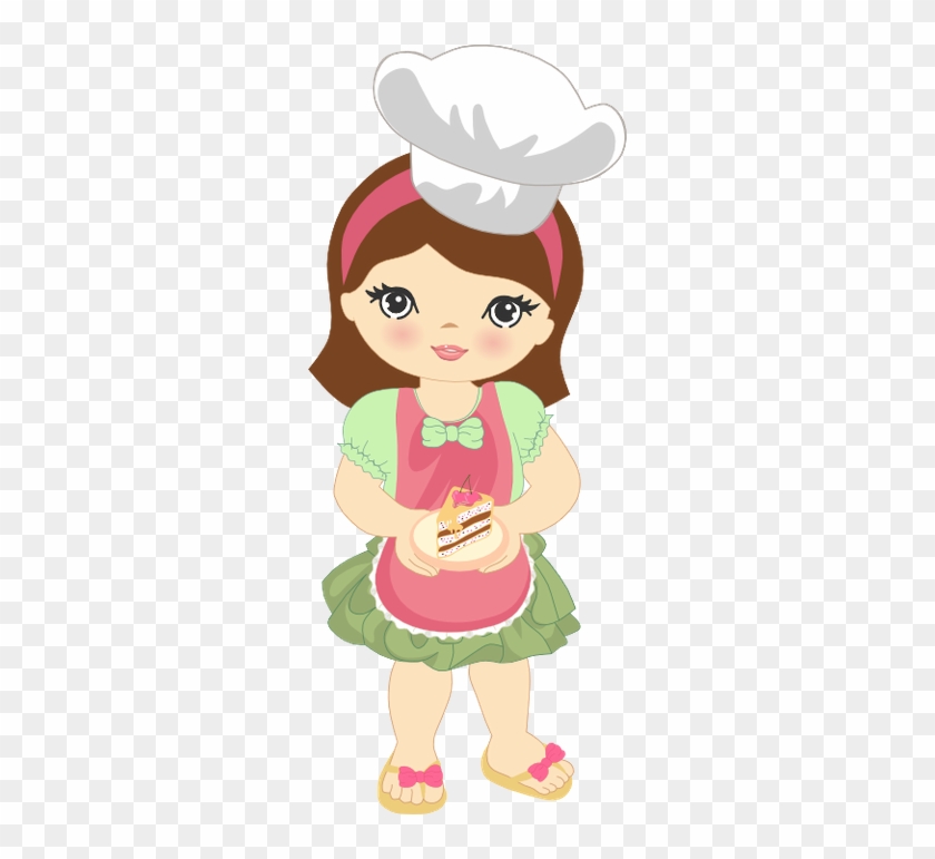 Cute Clipart Girl Baking Minus - Desenho De Boneca Cozinheira #324266